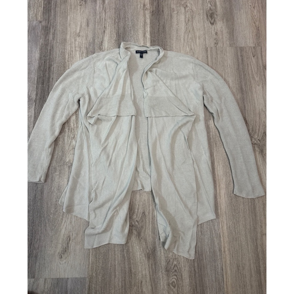 Eileen Fisher Women's‎ Size Large Gray Cotton Viscose Silk Ribbed Cardigan